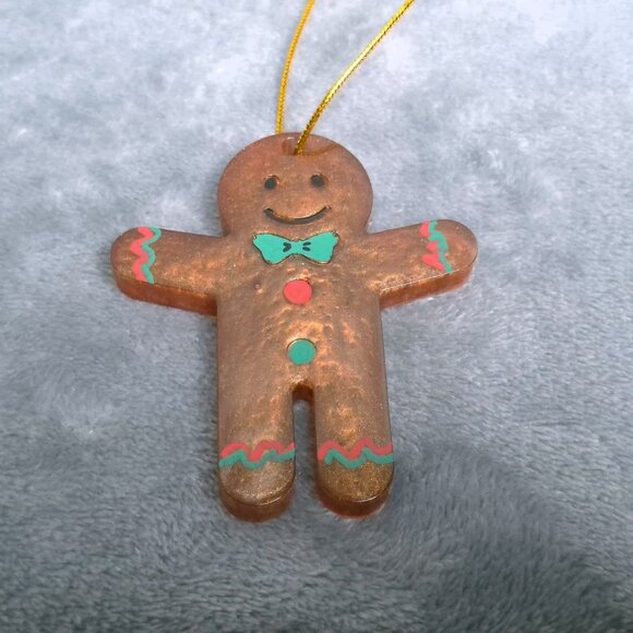 Handmade Resin Gingerbread Man & Woman Christmas Ornaments Set Of 4 Hand Painted - Picture 9 of 10
